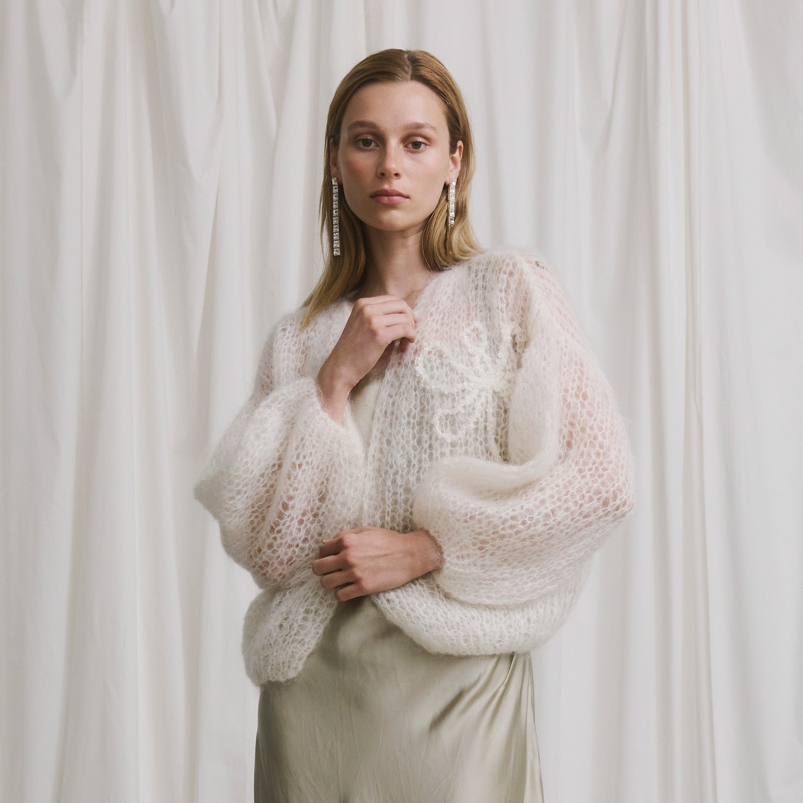 Bridal: Mohair Bomber Light, Bee Embroidery