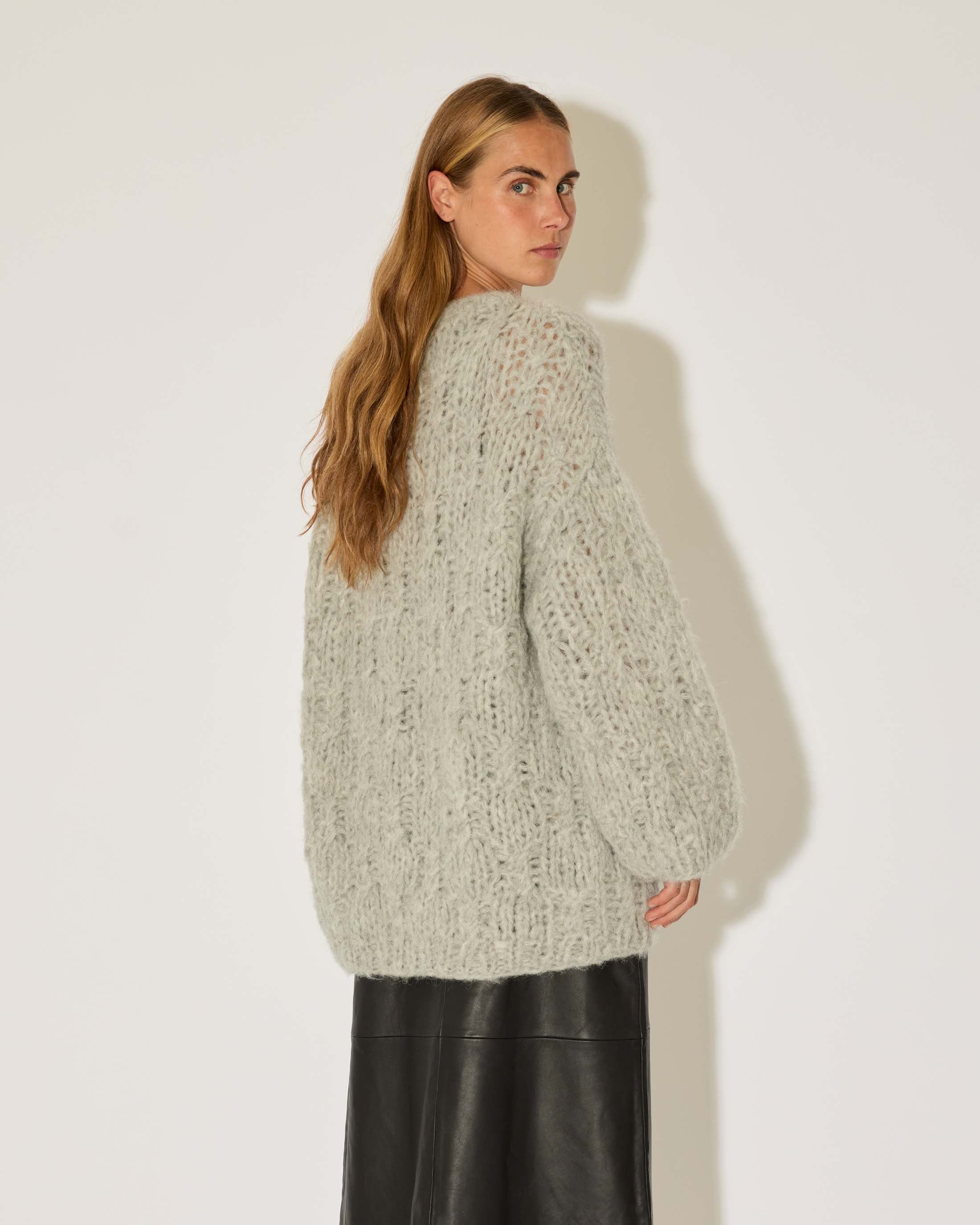 Fleecy Alpaca Oversized Cable Pullover