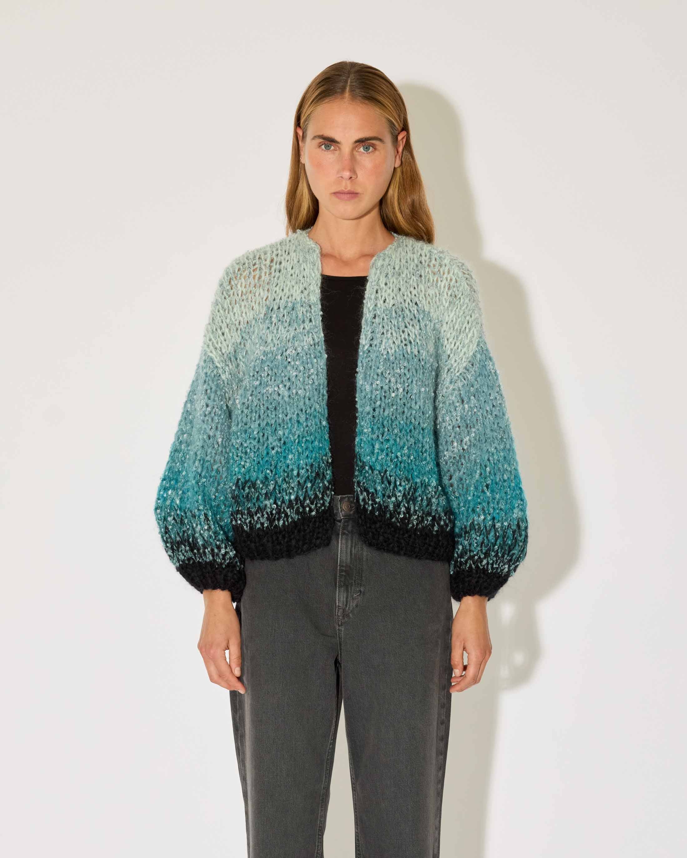 Boucle Mix Ombre Bomber Cardigan