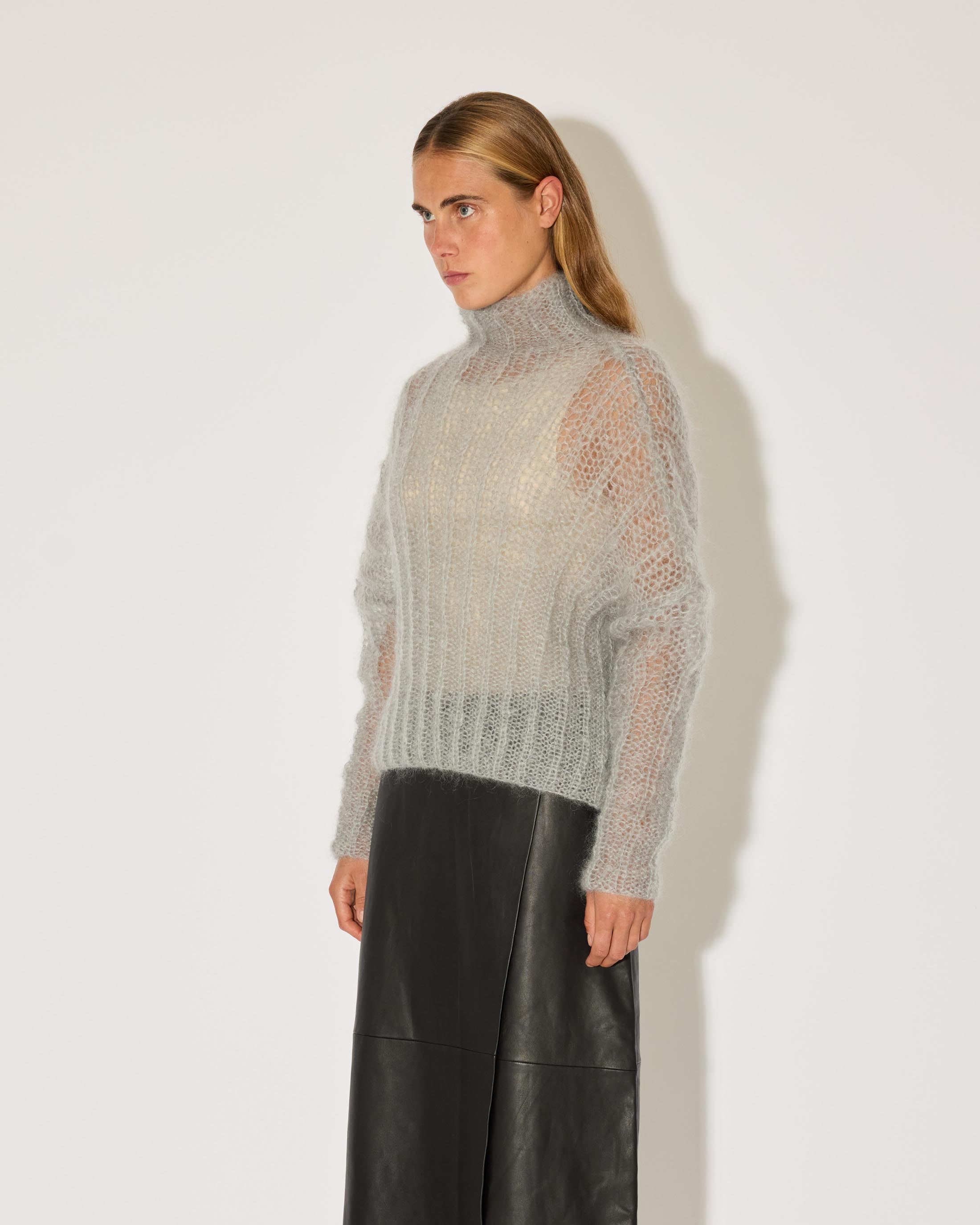 Mohair Ribbed Turtleneck Pullover