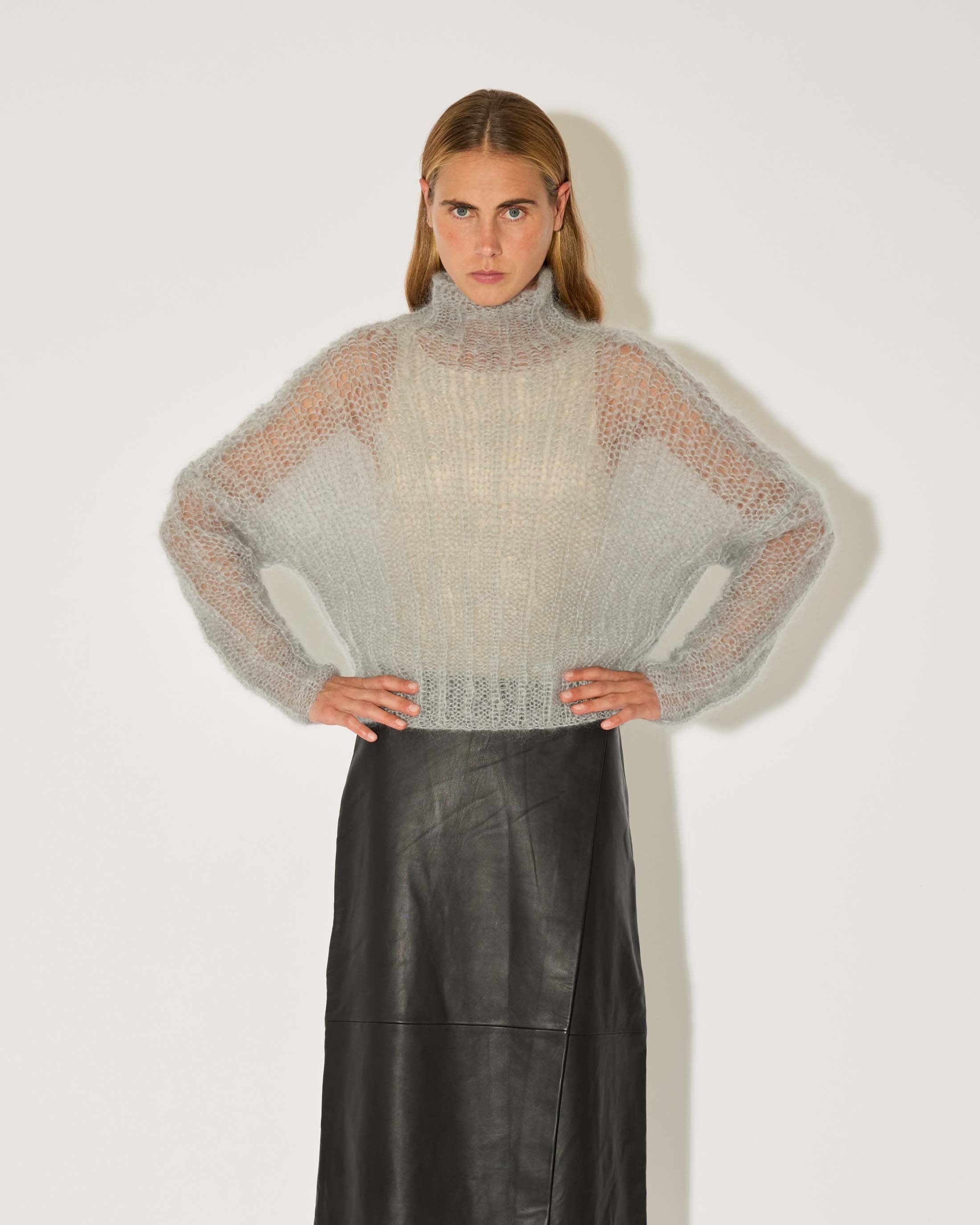 Mohair Ribbed Turtleneck Pullover