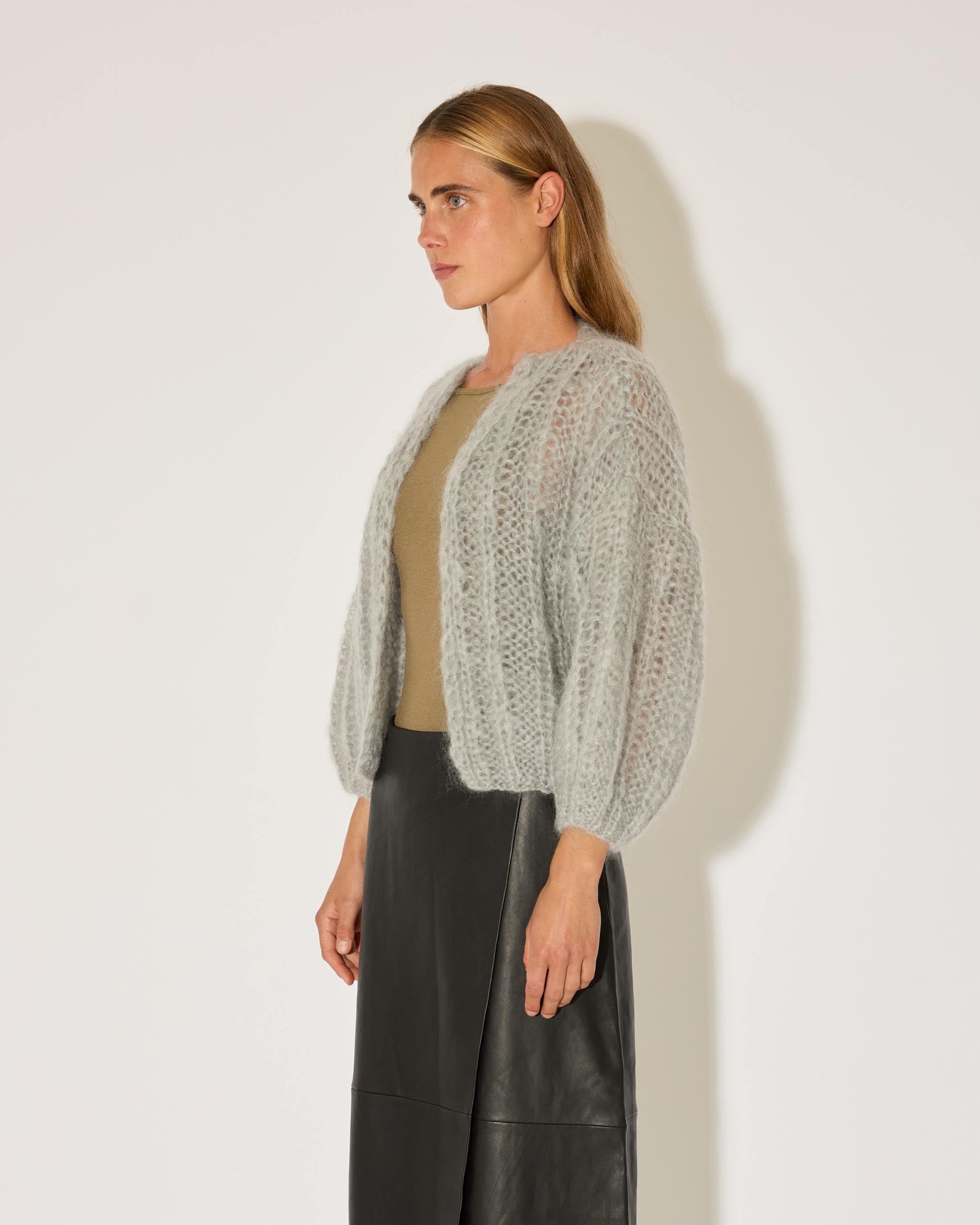 Mohair Ribbed Bomber Cardigan