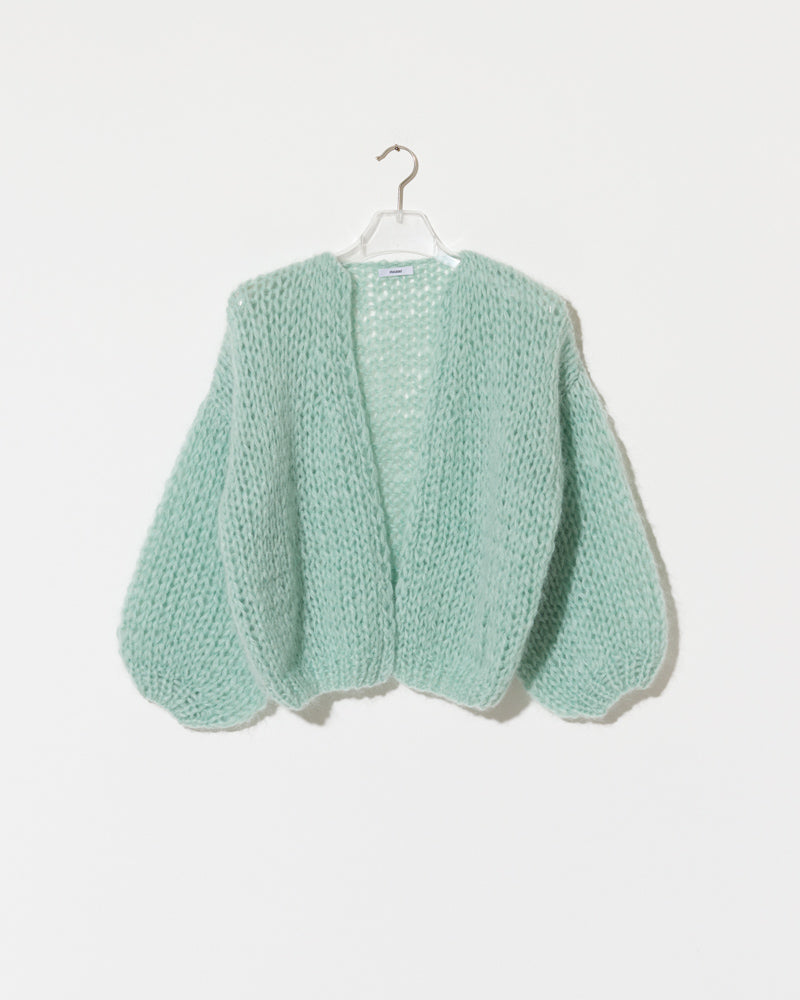 Lightweight mohair bomber cardigan, short and voluminous by Maiami, Spring 2025