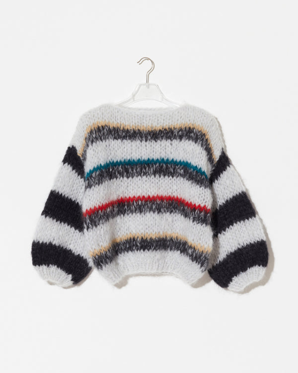 Sweater with stripes in smokey blue black.