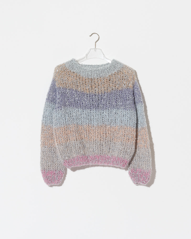 Product Image of boucle rainbow mohair sweater in haze. frontside