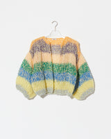Product Image of boucle bomber cardigan in citric. frontside