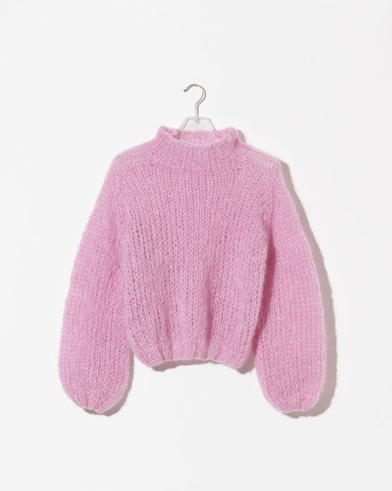 Mohair turtleneck in rose. hand-knitted with love.