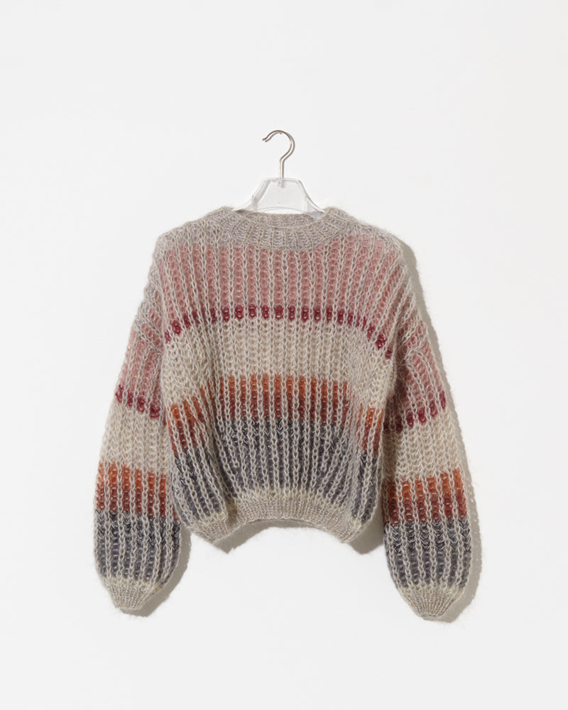 striped mohair sweater in muted. soft and cozy feel. 