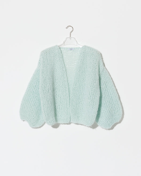 Product Image of mohair big bomber cardigan in mint. frontside