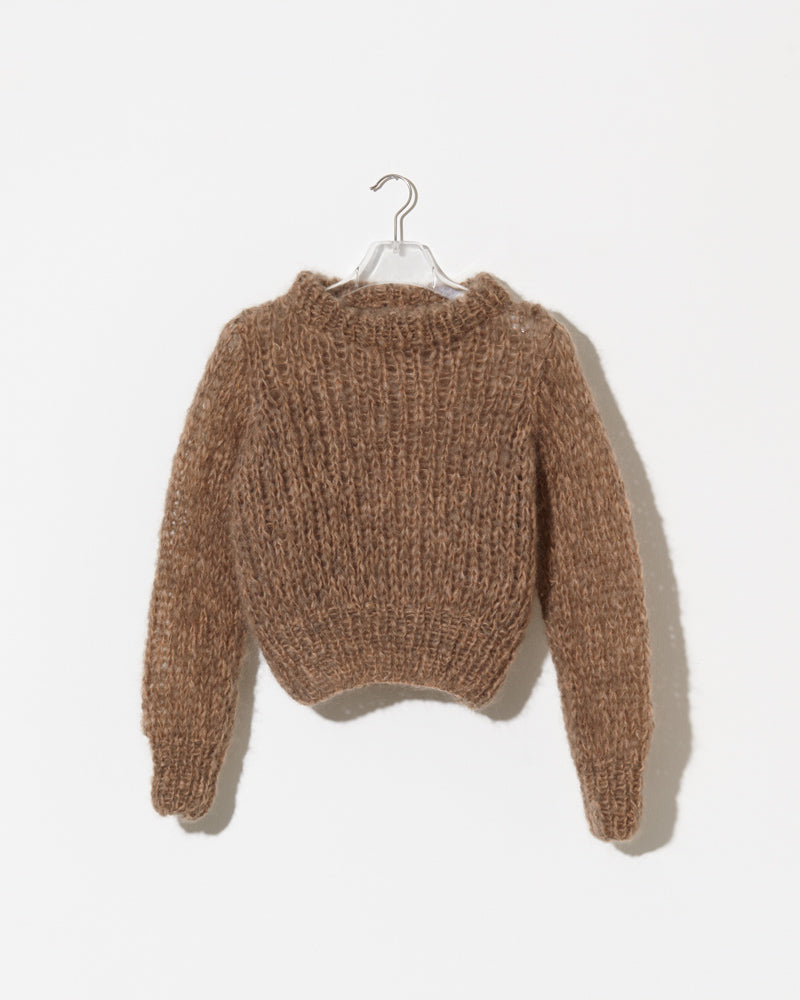 womens mohair pullover in Caramel Melange.