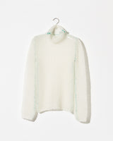 Womens mohair pullover. With green contrasting seams.