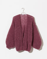 Long cardigan without belt in the colour mauve.